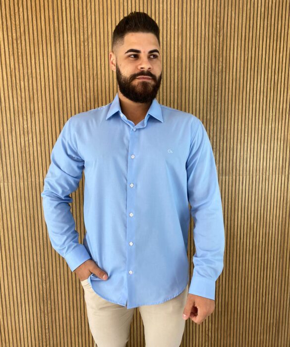 Camisa Essencial Slim Masculina Ogochi Azul 0011 - Fernanda Ramos Store