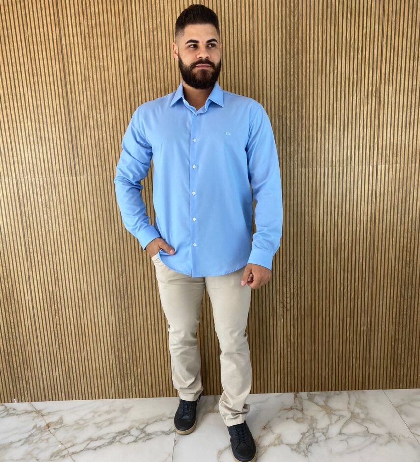 Camisa Essencial Slim Masculina Ogochi Azul 0011 - Fernanda Ramos Store
