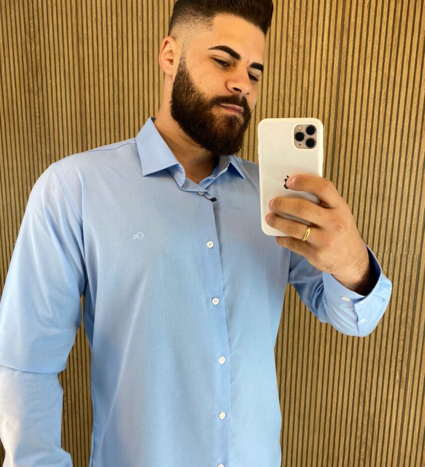 Camisa Essencial Slim Masculina Ogochi Azul 0011 - Fernanda Ramos Store