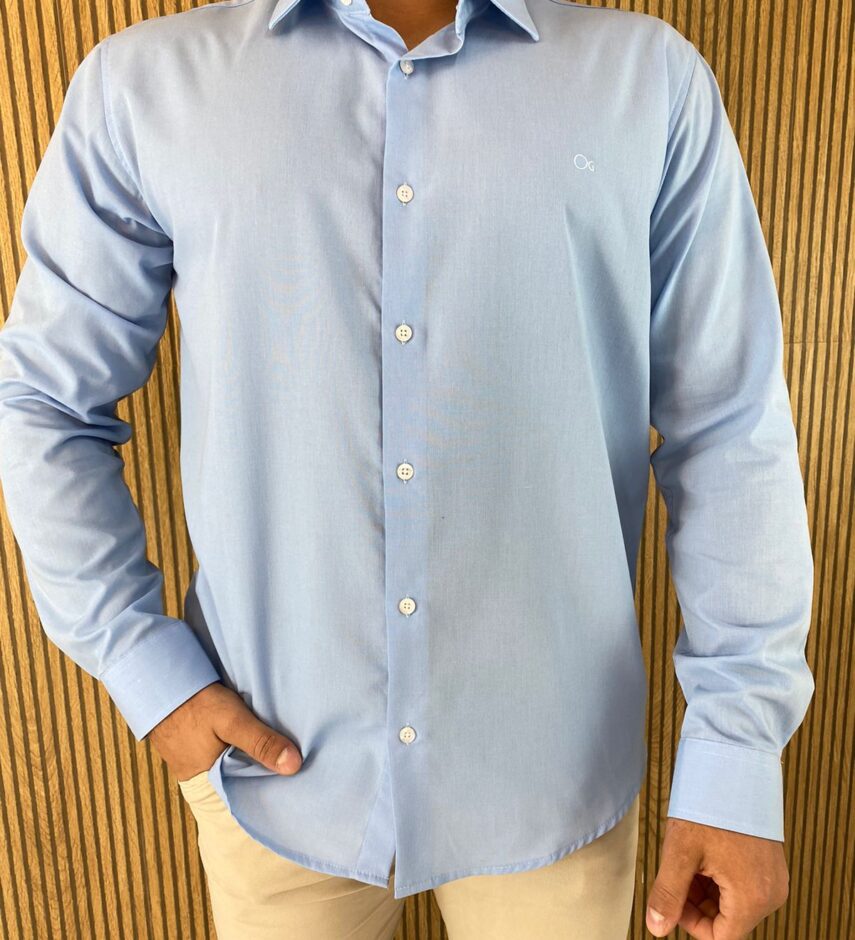 Camisa Essencial Slim Masculina Ogochi Azul 0011 - Fernanda Ramos Store