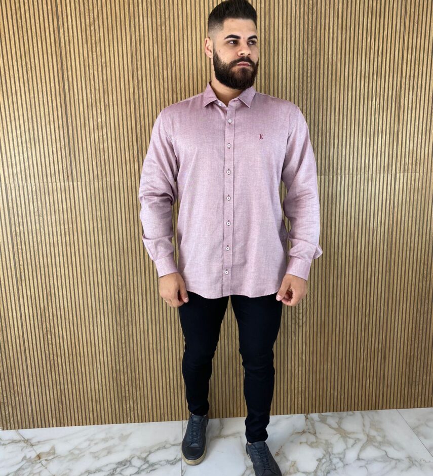 Camisa Masculina Manga Longa Plus Mesclada Vermelha Fernanda Ramos Store