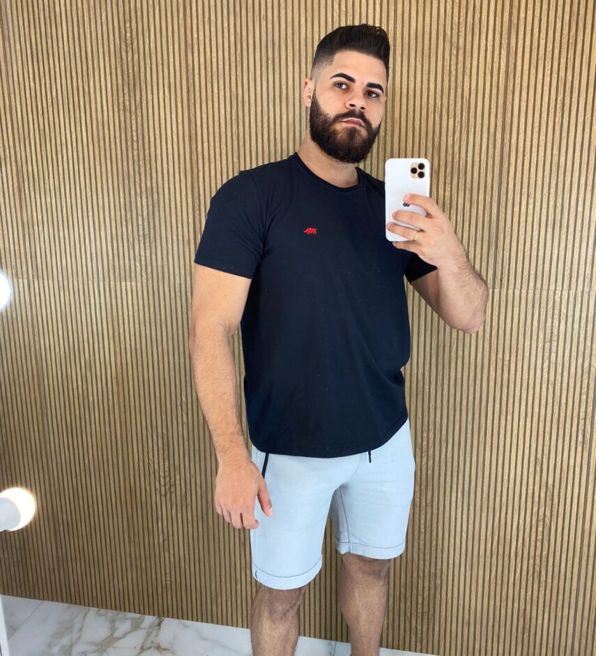 Camiseta Masculina Basic Plus Preta - Fernanda Ramos Store