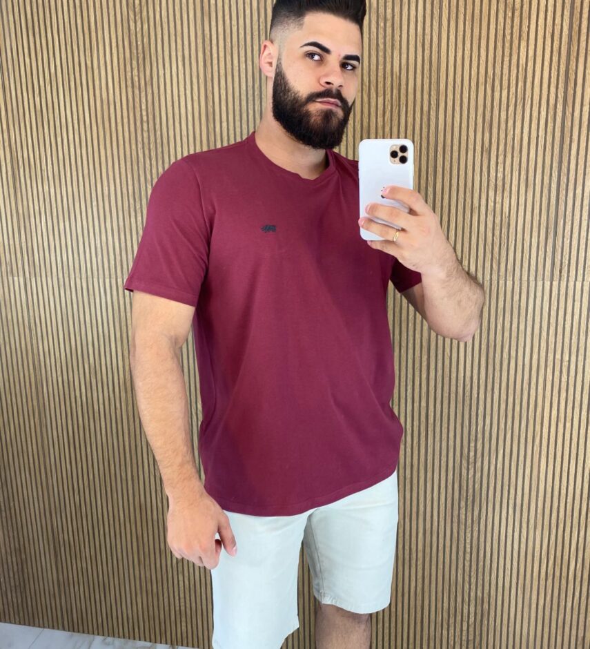 Camiseta Masculina Basic Plus Vinho - Fernanda Ramos Store