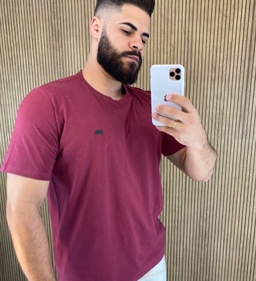 Camiseta Masculina Basic Plus Vinho - Fernanda Ramos Store