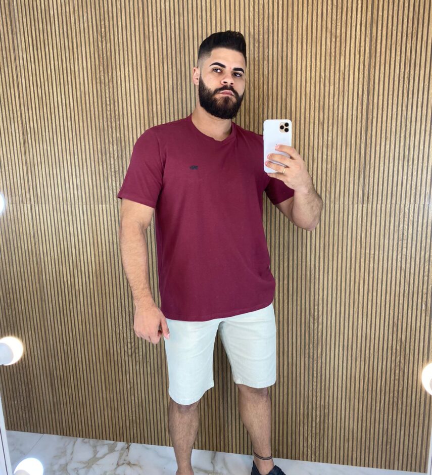 Camiseta Masculina Basic Plus Vinho - Fernanda Ramos Store