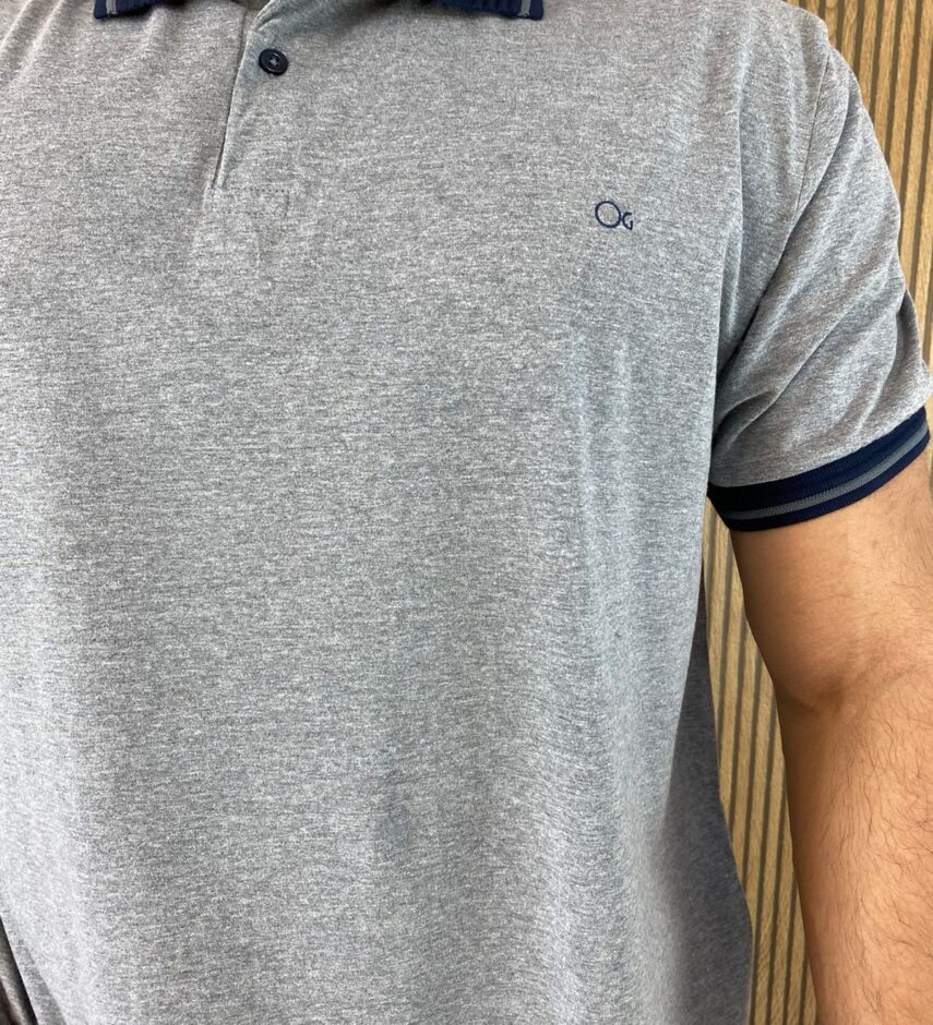 Camiseta Polo Casual Ogochi Plus Cinza 0164 - Fernanda Ramos Store