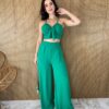 Conjunto Feminino Calça e Cropped com Bojo de Alça Verde Fernanda Ramos Store