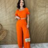 fernandaramosstore com br conjunto feminino calca pantalona e cropped com bojo laranja 1