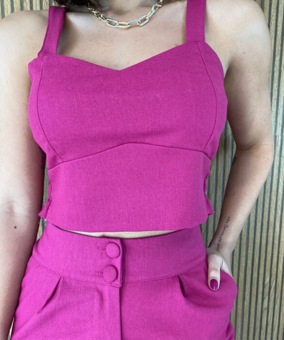 fernandaramosstore com br conjunto feminino linho calca e cropped sem bojo fucsia 3