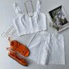 Conjunto Feminino Short Saia e Cropped sem Bojo Branco Fernanda Ramos Store