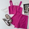 Conjunto Feminino Short Saia e Cropped sem Bojo Rosa Fernanda Ramos Store