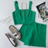 Conjunto Feminino Short Saia e Cropped sem Bojo Verde Fernanda Ramos Store