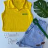 cropped feminino amarelo canelado com gola sem bojo fernanda ramos store