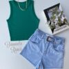 Cropped Feminino Canelado Nadador Verde Fernanda Ramos Store