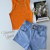 Cropped Feminino Canelado Nadador Laranja Fernanda Ramos Store