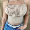 fernandaramosstore com br cropped feminino com bojo plissado de alca regulavel bege 2