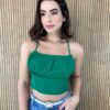 Cropped Feminino com Bojo Plissado de Alça Regulável Verde Fernanda Ramos Store