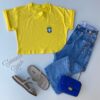 Cropped Feminino sem Bojo com Estampa Amarelo Fernanda Ramos Store