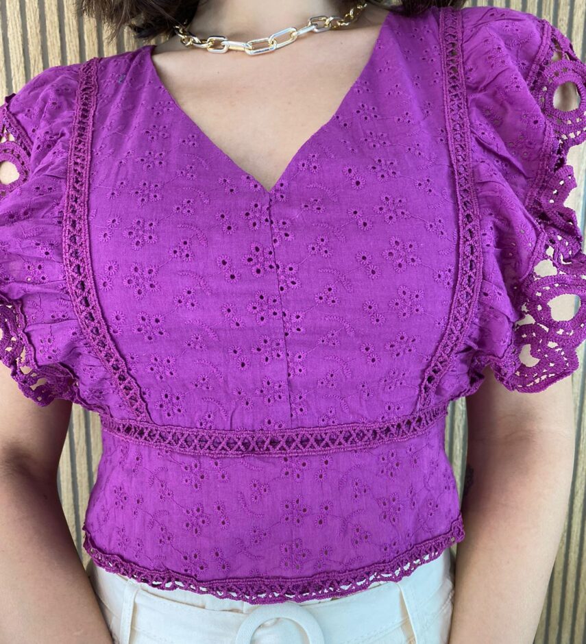 Cropped Feminino sem Bojo de Laise Ziper Atrás Fúcsia - Fernanda Ramos Store