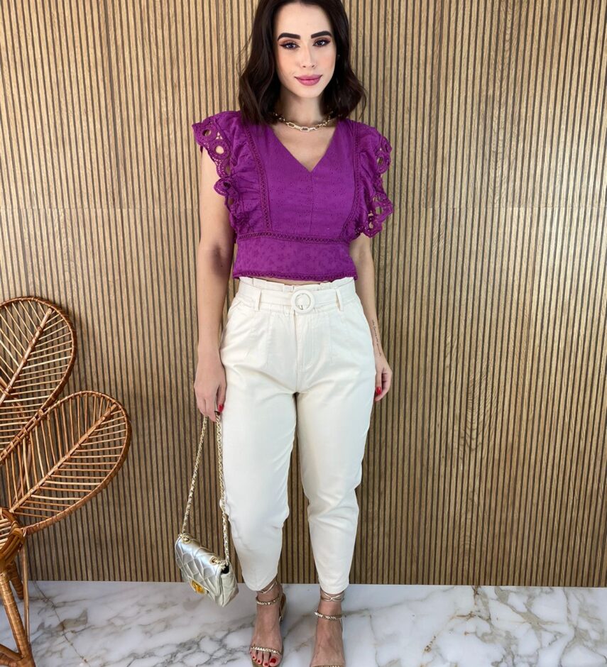 Cropped Feminino sem Bojo de Laise Ziper Atrás Fúcsia - Fernanda Ramos Store