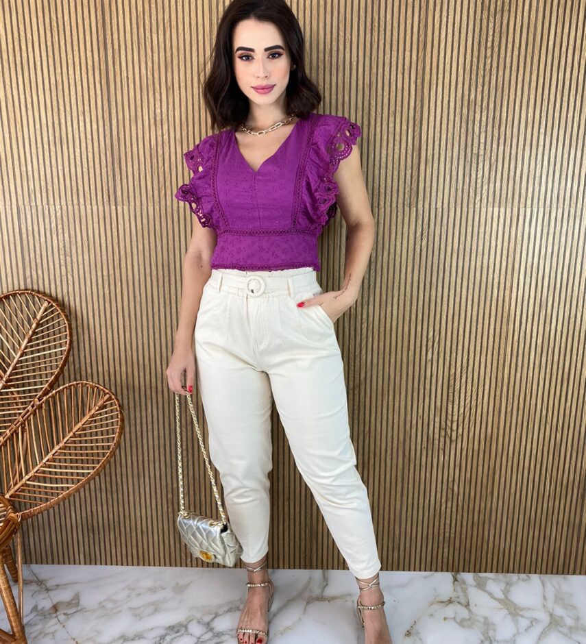 Cropped Feminino sem Bojo de Laise Ziper Atrás Fúcsia - Fernanda Ramos Store