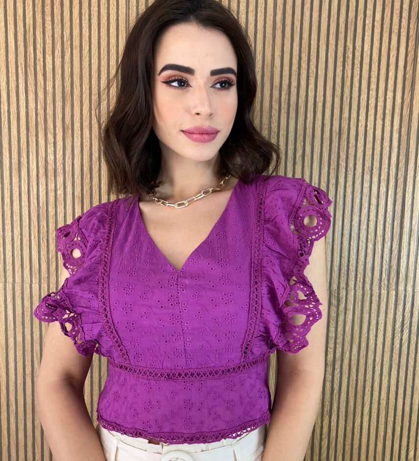 Cropped Feminino sem Bojo de Laise Ziper Atrás Fúcsia - Fernanda Ramos Store