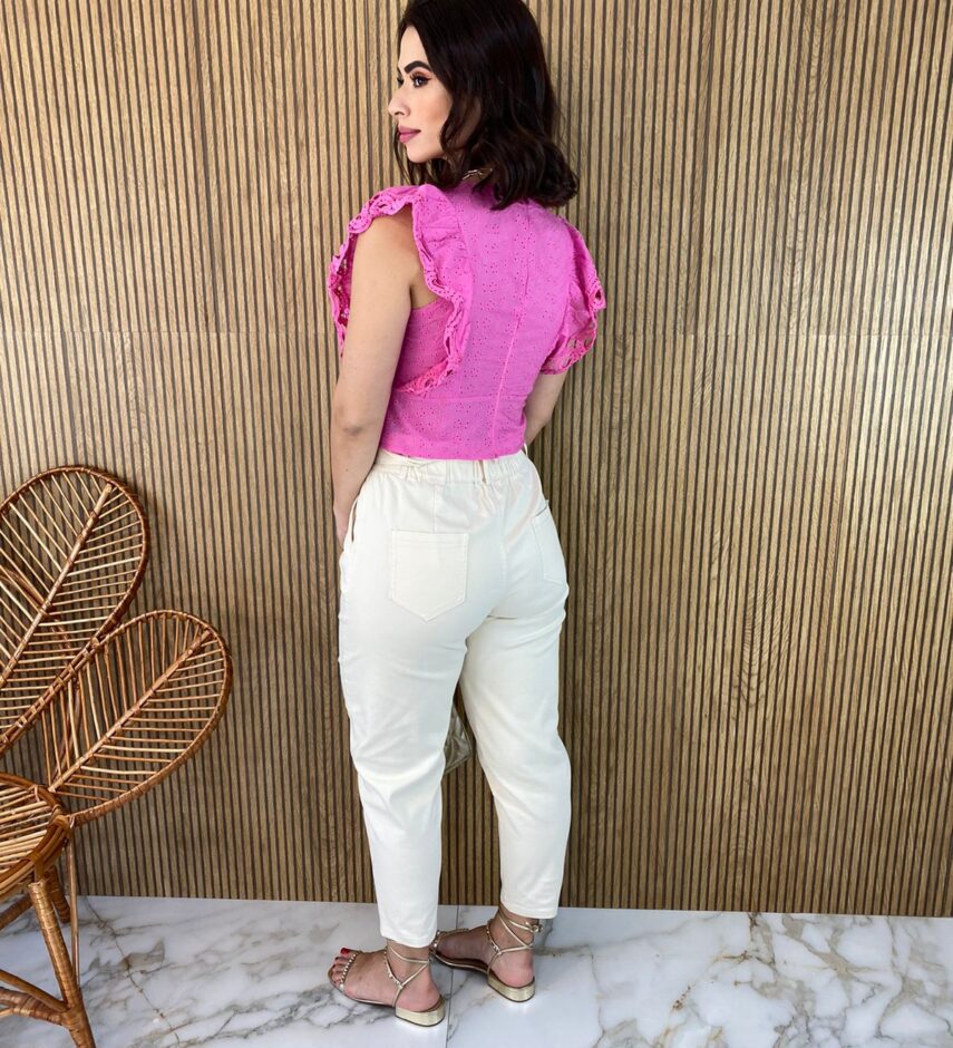 Cropped Feminino sem Bojo de Laise Ziper Atrás Rosa - Fernanda Ramos Store