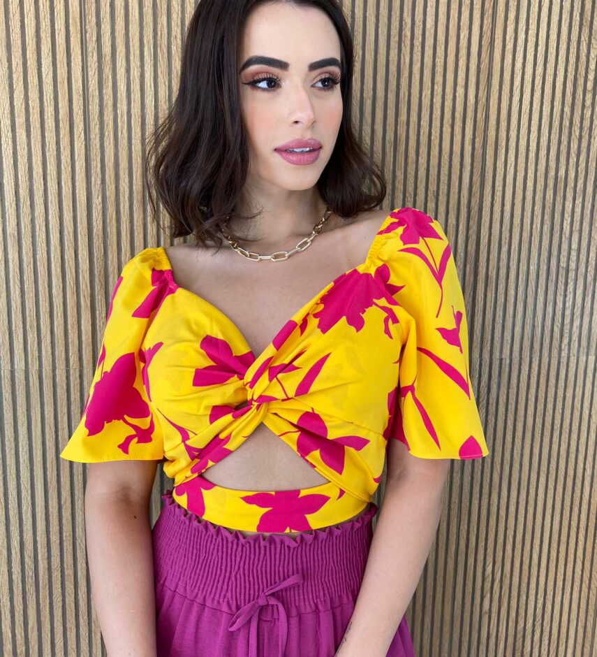 fernandaramosstore com br cropped feminino sem bojo manga curta estampado amarelo 1