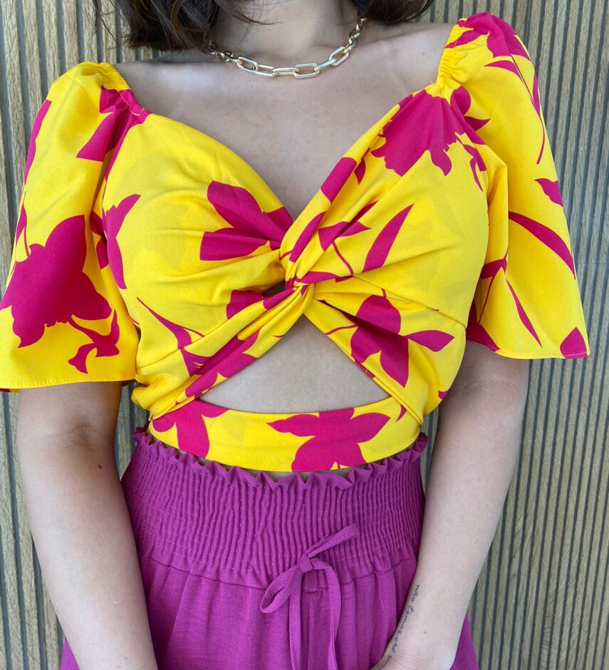 fernandaramosstore com br cropped feminino sem bojo manga curta estampado amarelo 2