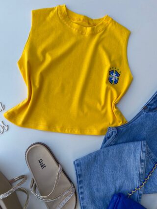 fernandaramosstore com br cropped feminino sem manga com estampa amarelo