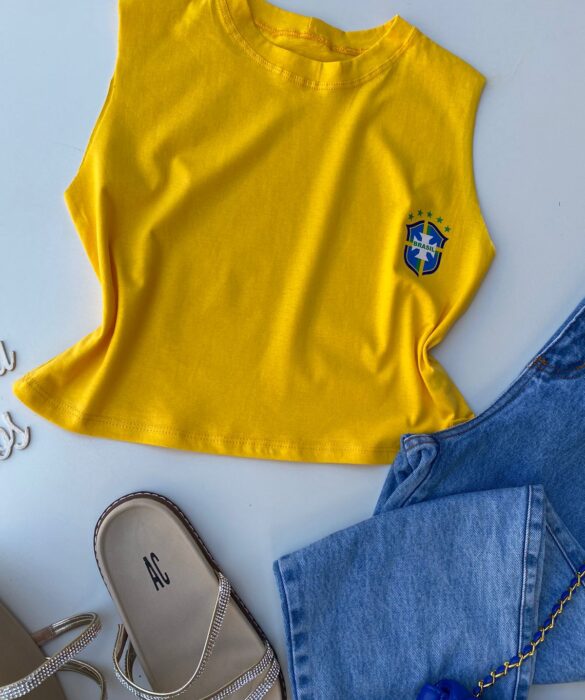 fernandaramosstore com br cropped feminino sem manga com estampa amarelo