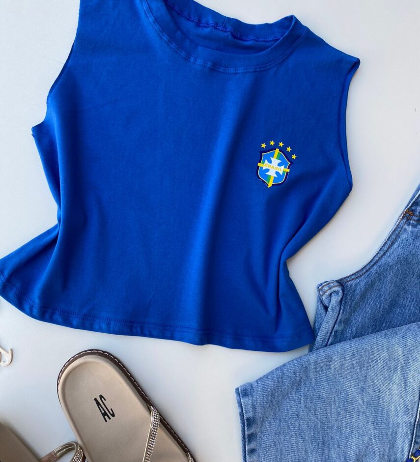 fernandaramosstore com br cropped feminino sem manga com estampa azul