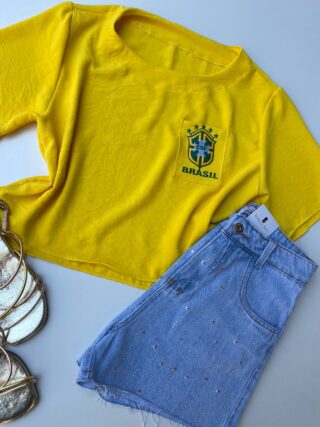 fernandaramosstore com br cropped sem bojo manga curta amarelo com detalhes verde e bolso 1