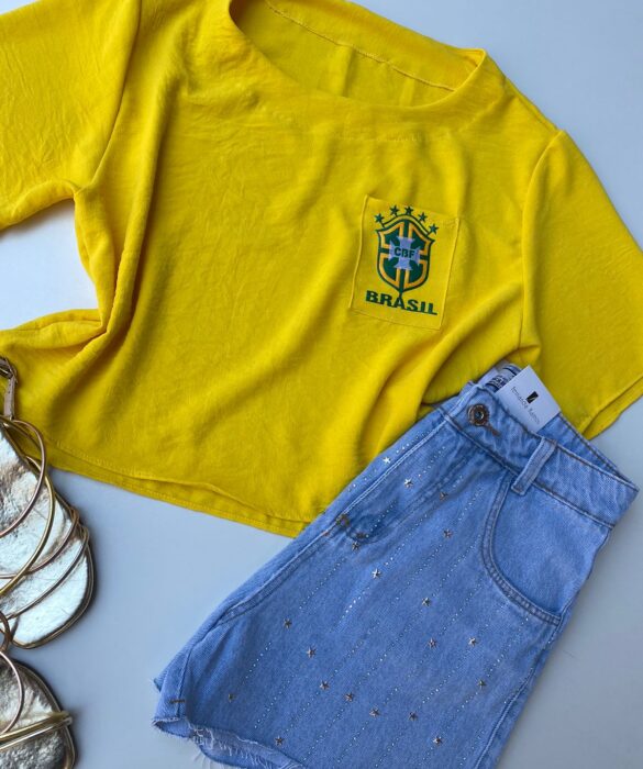 fernandaramosstore com br cropped sem bojo manga curta amarelo com detalhes verde e bolso 1