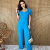 Macacão Feminino com Bojo e Amarração Atrás Azul Fernanda Ramos Store