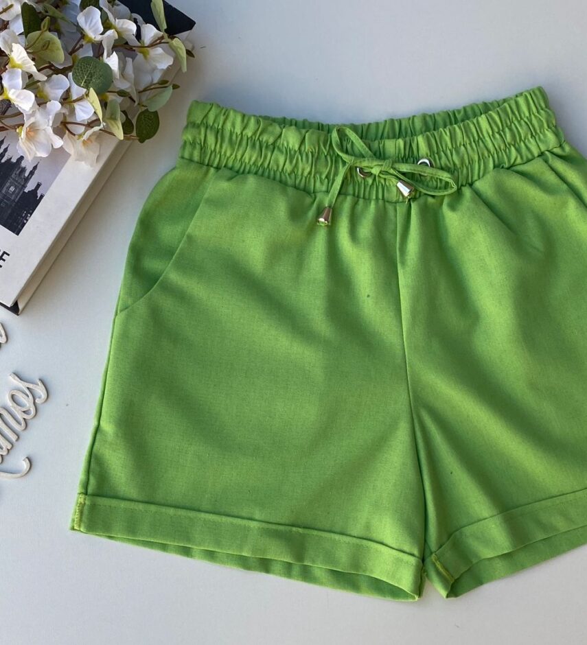 Short Feminino Viscolinho com Amarração Verde Fernanda Ramos Store