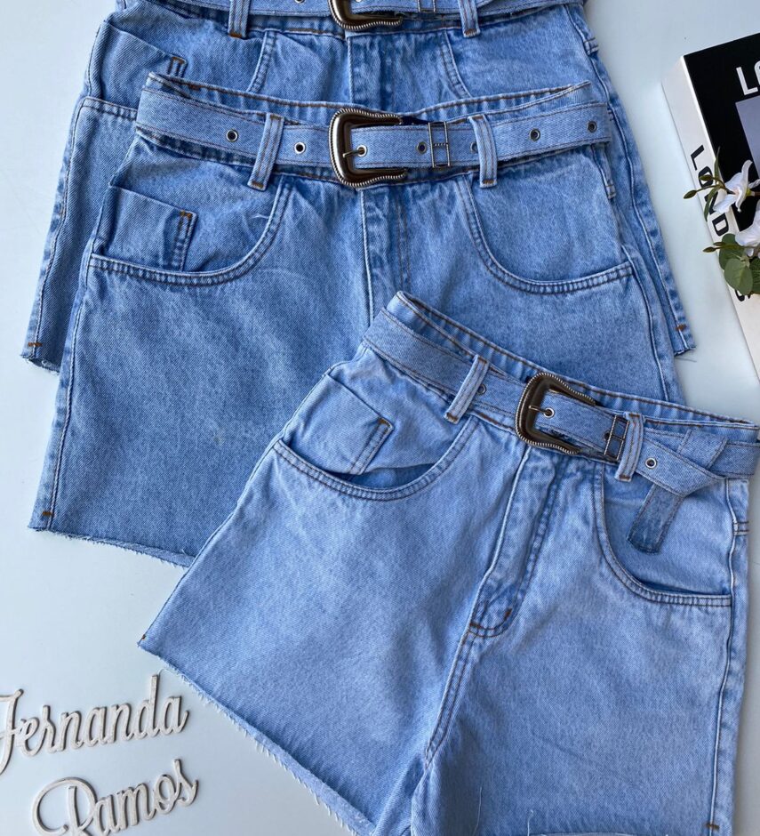Short Jeans Feminino com Cinto 1062W - Fernanda Ramos Store