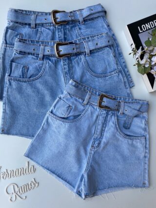 Short Jeans Feminino com Cinto 1062W Fernanda Ramos Store