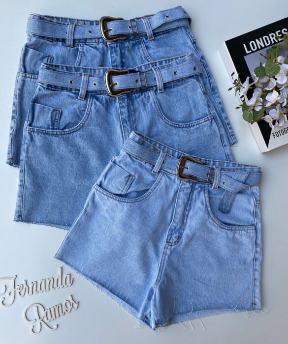 Short Jeans Feminino com Cinto 1062W Fernanda Ramos Store