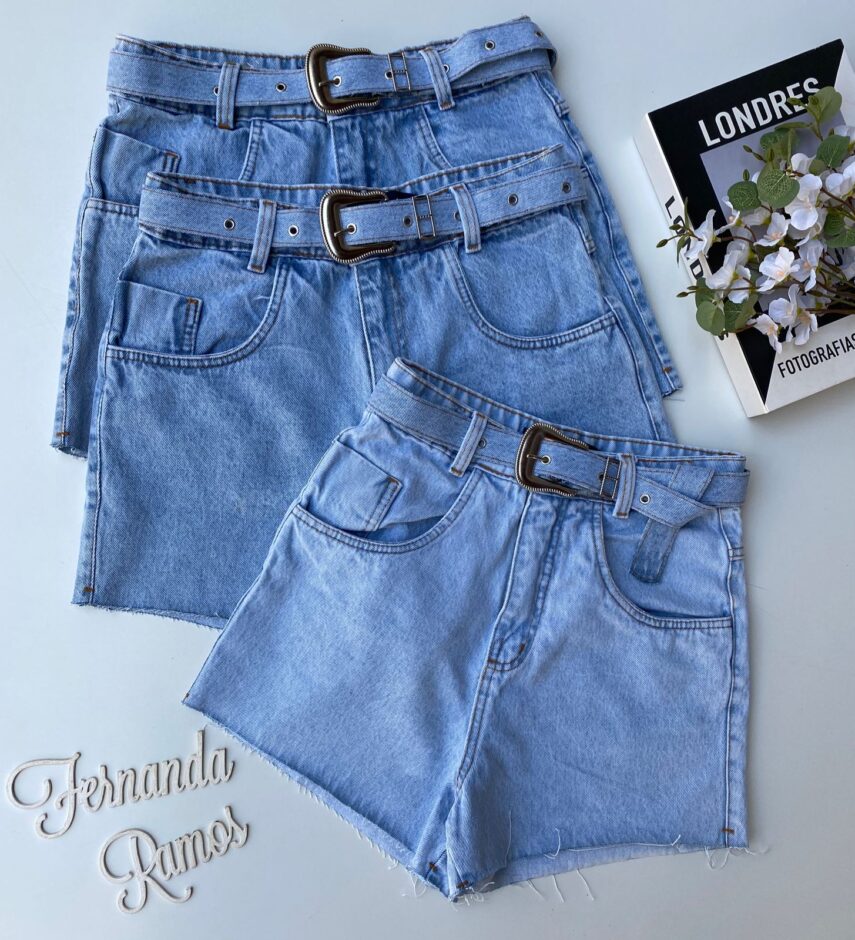 Short Jeans Feminino com Cinto 1062W - Fernanda Ramos Store
