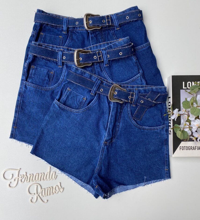 Short Jeans Feminino com Cinto 430 - Fernanda Ramos Store