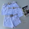 Short Jeans Feminino com Cinto Branco Vila do Sol Fernanda Ramos Store