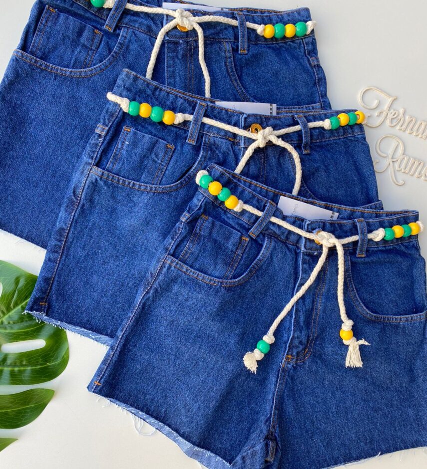 Short Jeans Feminino com Cordão 840 - Fernanda Ramos Store
