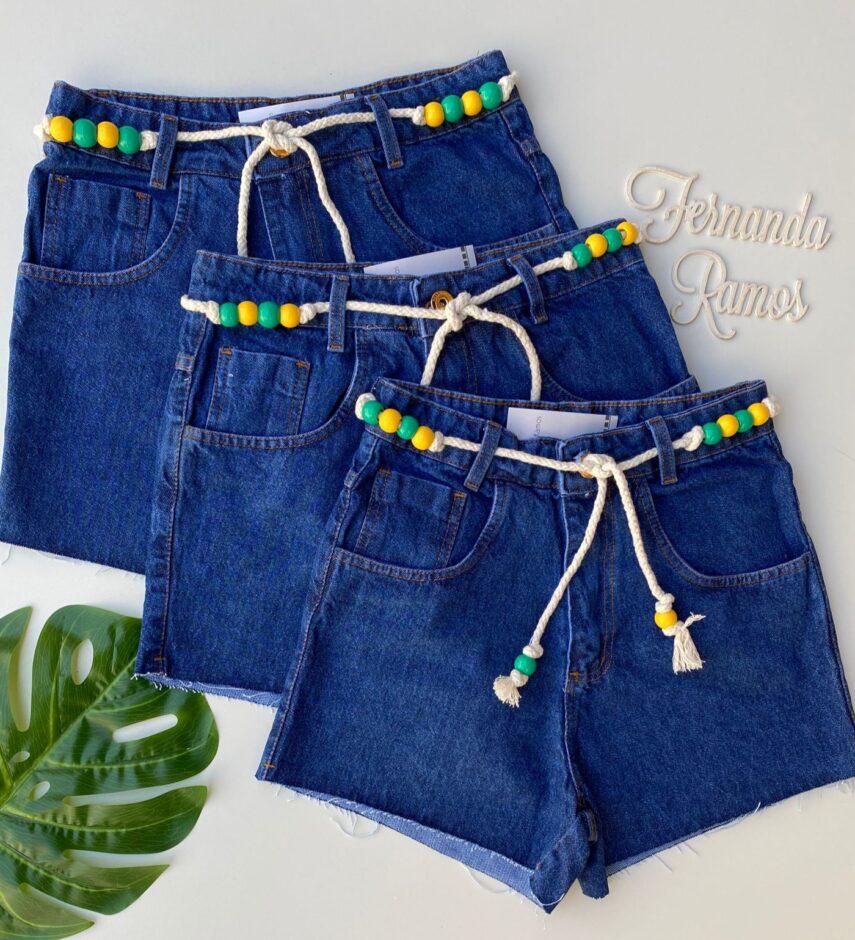 Short Jeans Feminino com Cordão 840 - Fernanda Ramos Store