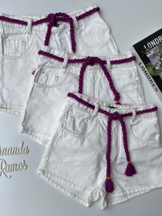 Short Jeans Feminino com Cordão Fúcsia 1132 Fernanda Ramos Store