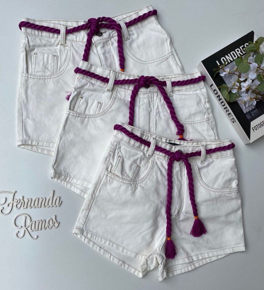 Short Jeans Feminino com Cordão Fúcsia 1132 Fernanda Ramos Store