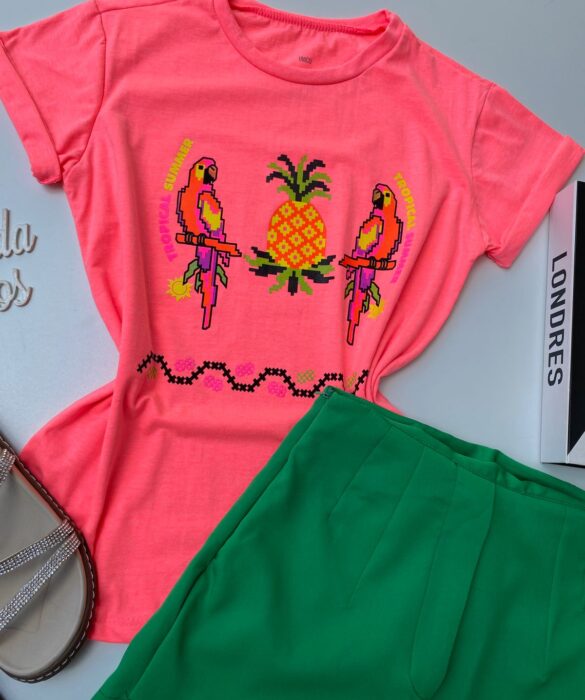 fernandaramosstore com br t shirt manga curta araras tropical summer pink fluor