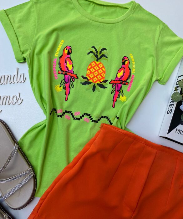 fernandaramosstore com br t shirt manga curta araras tropical summer verde