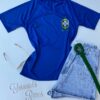 T-shirt Manga Curta Azul com Estampa e Detalhes Azul Fernanda Ramos Store