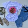 T-shirt Manga Curta Cute Wild Branco Fernanda Ramos Store